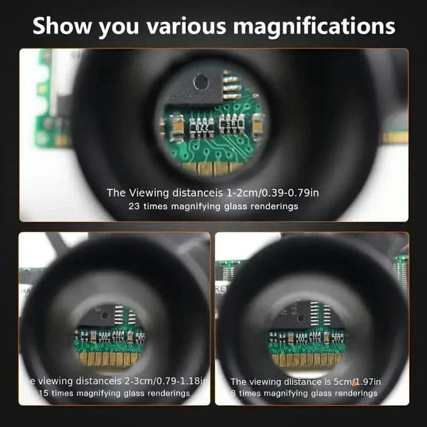 2-LED Head-Mounted Magnifier Glasses – 8x/15x/23x with Repair Light