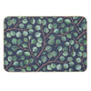 Simple Silver Dollar Eucalyptus Leaves on Navy Blue Bath Mat