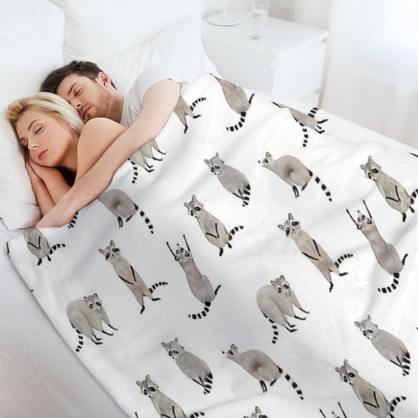 Raccoon Pattern Throw Blanket