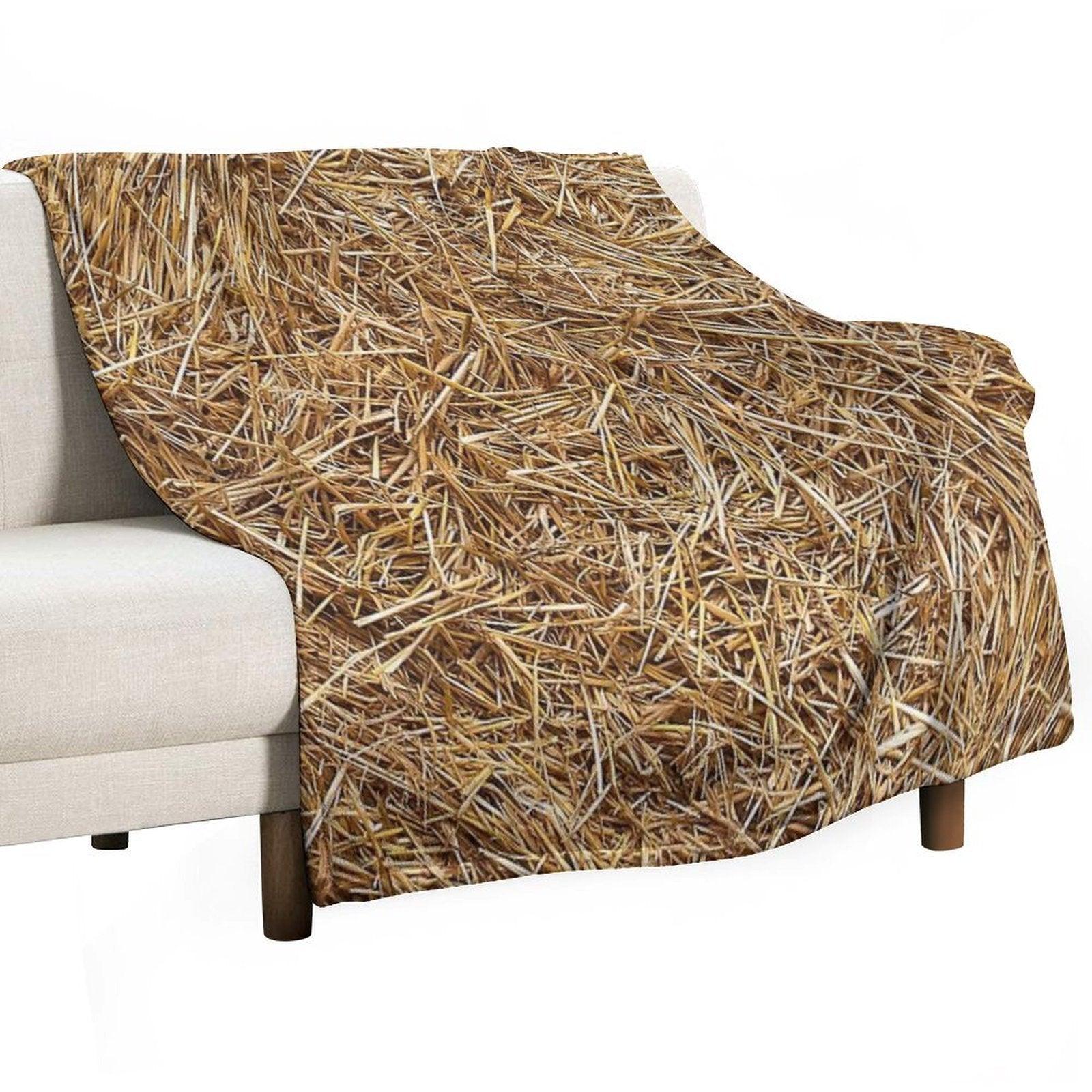 Sunny Natural Hay, Straw Throw Blanket