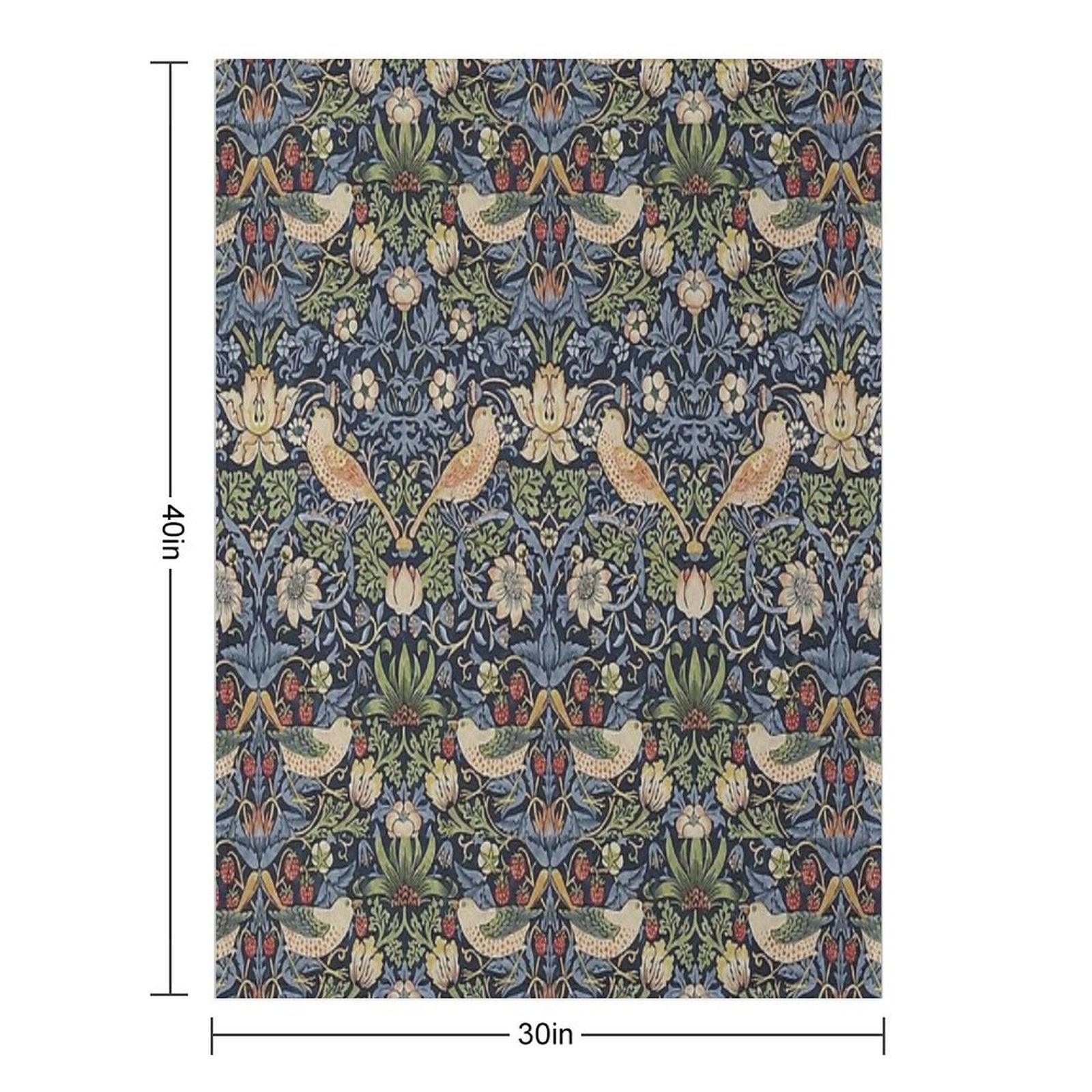 William Morris Strawberry Thief Pattern Throw Blanket