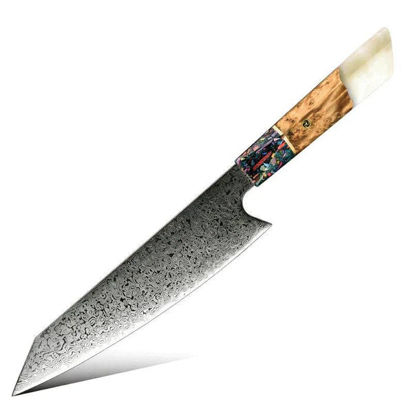 Pristine VG10 Chef Knife Set with Exotic Olive Burl Wood and Pearl Resin Handle - Gifts for You 'n Me