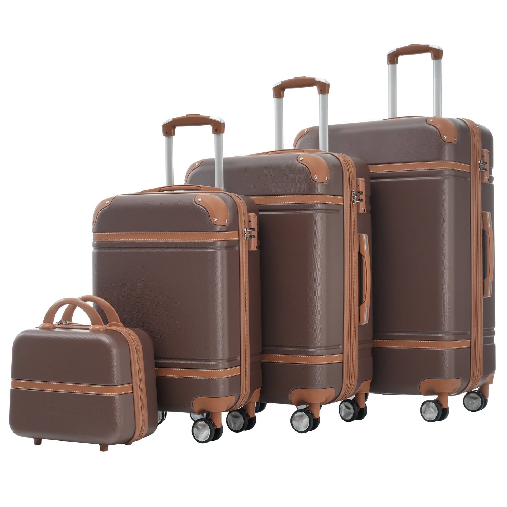 Hardshell Luggage Sets 4 Pieces 20'+24'+28' Luggages and Cosmetic Case Spinner Suitcase with TSA Lock Lightweight