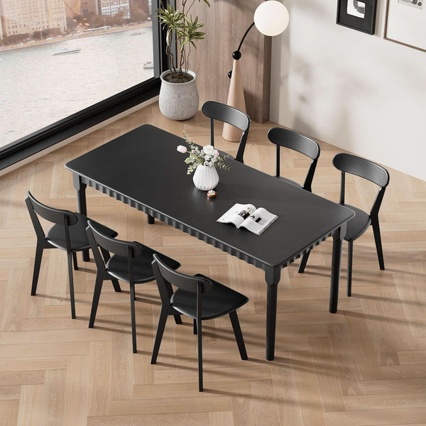 Solid Oak Extra Wide Dining Chairs Set Black Kitchen
