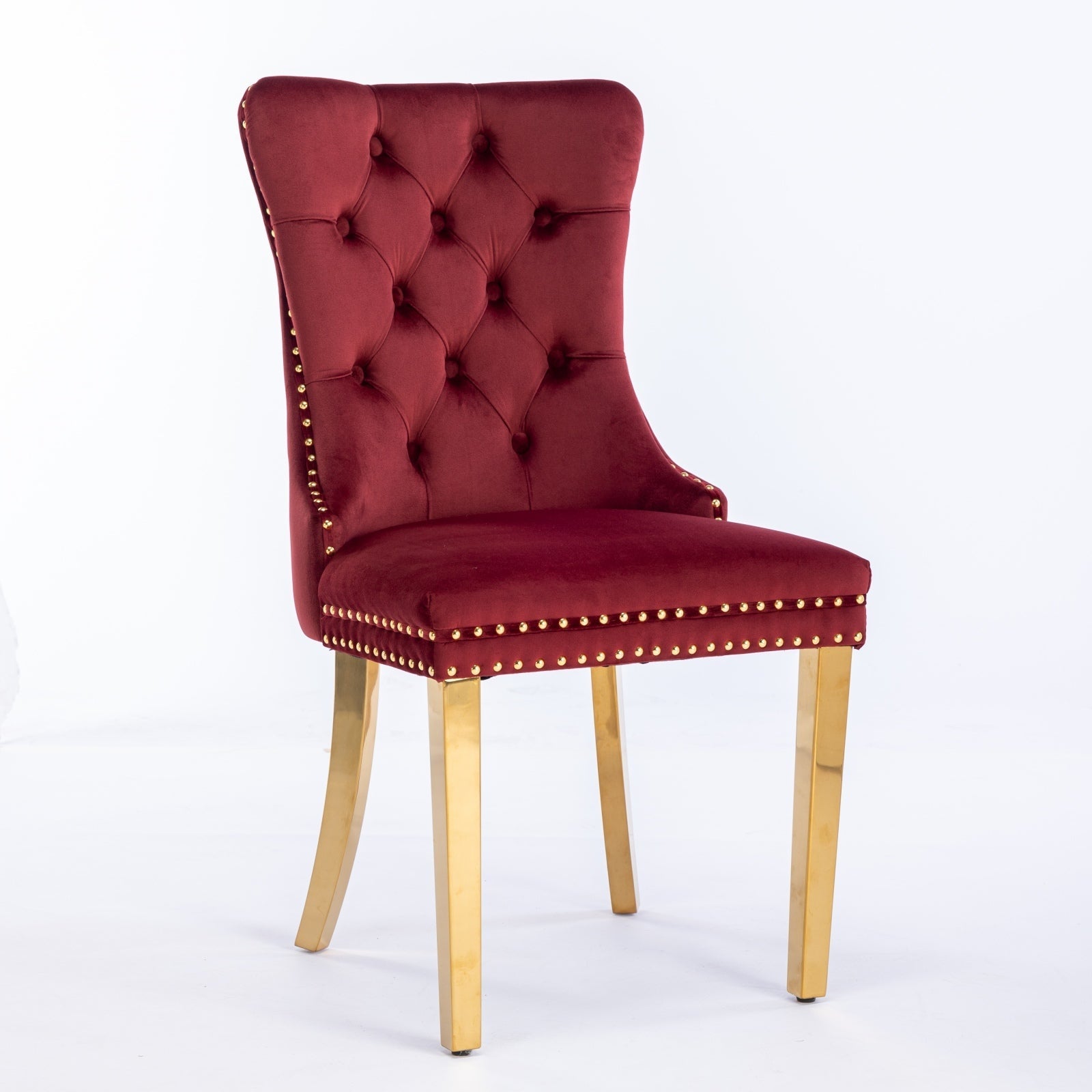 Nikki Collection Modern Tufted Solid Wood Velvet Upholstered Dining Chair with Gold Legs