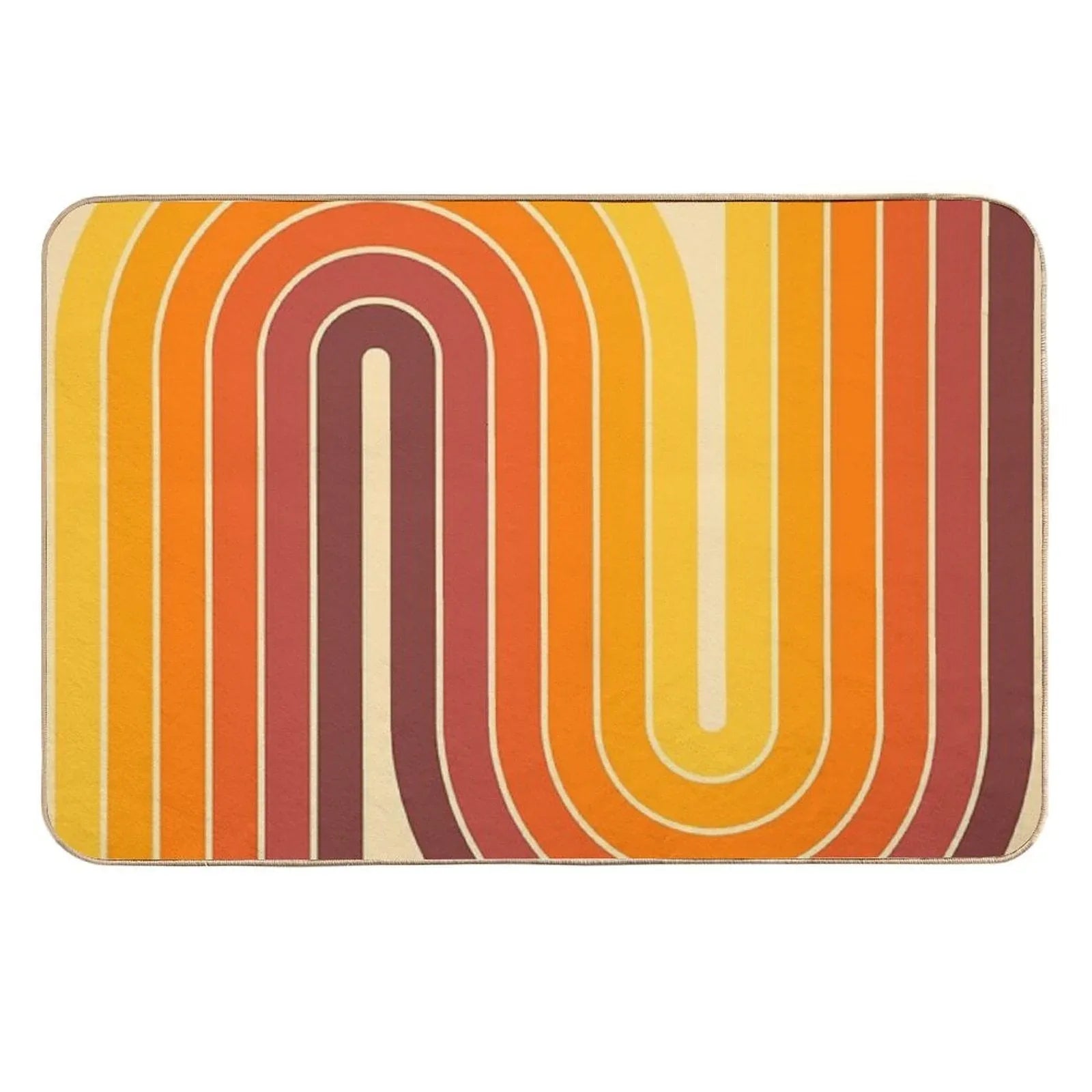 Retro Geometric Double Arch Design 522  Pet-Safe Bath Mat