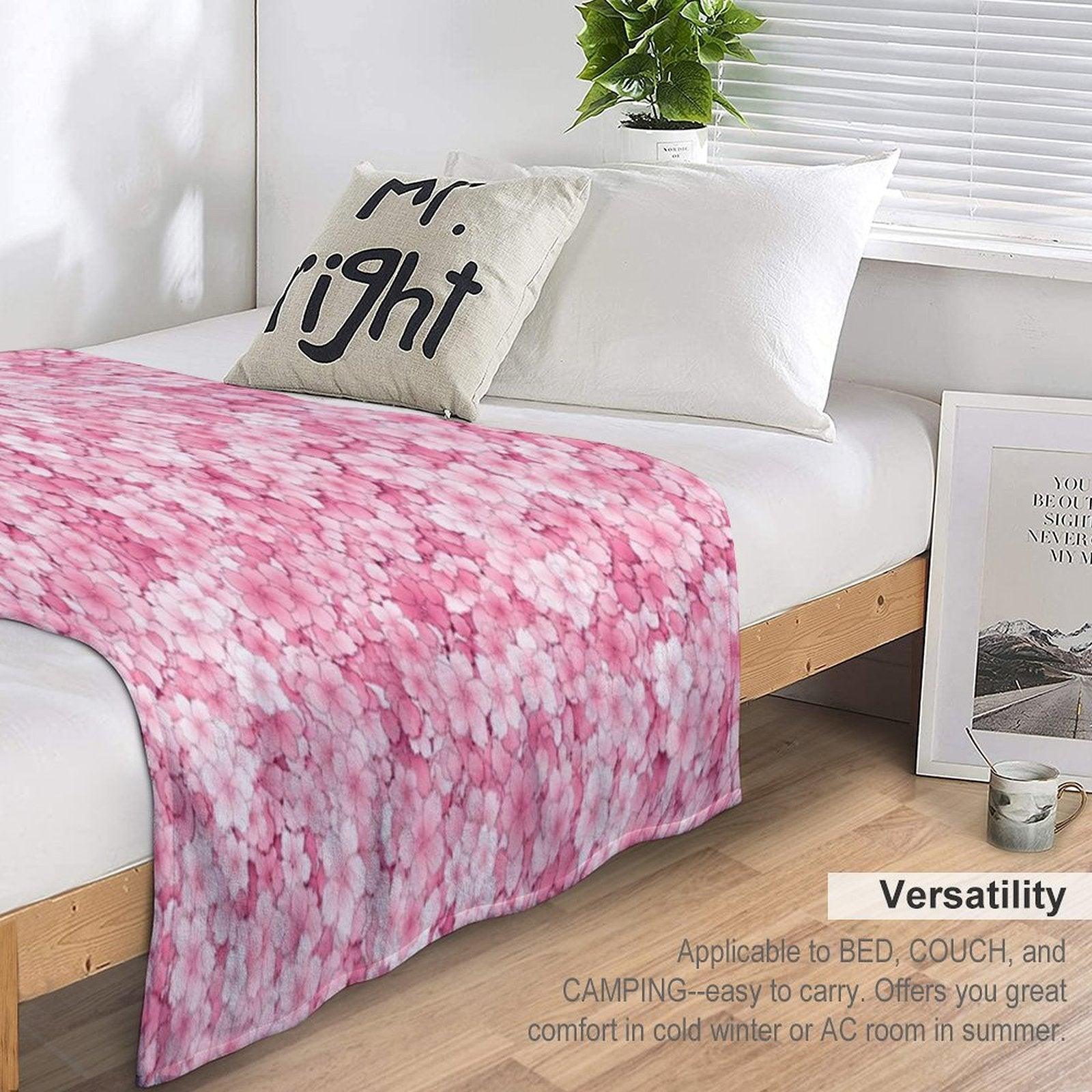 Falling Sakura Cherry Blossom Throw Blanket