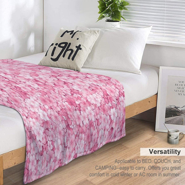 Falling Sakura Cherry Blossom Throw Blanket