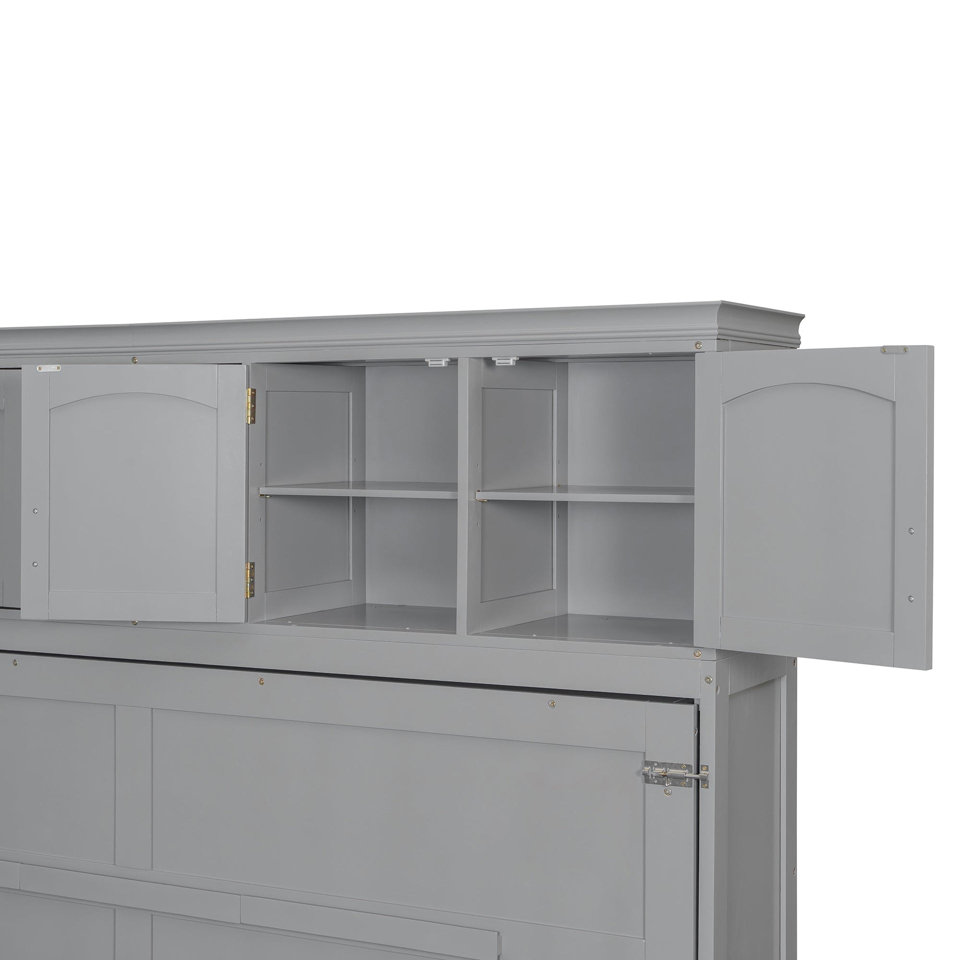 Queen Size Murphy Bed Wall Bed with Top Cabinets & Wine Rack ,Gray(OLD SKU:LP000879AAE)