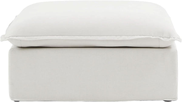 White Hemp Velvet Ottoman Footstool Removable Covers