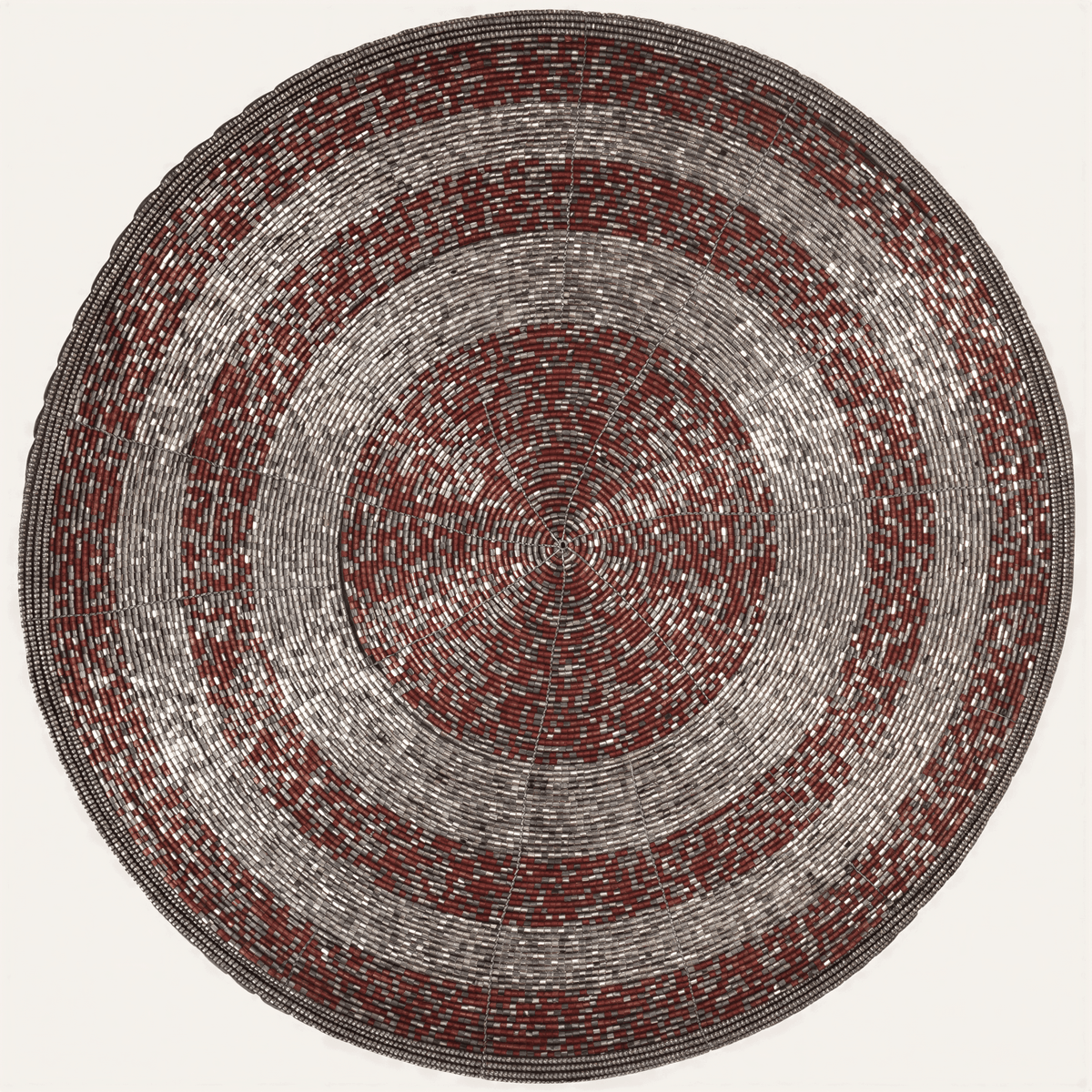 Beaded Placemats – Round Handmade Placemats with Embroidered Glass Beads | 14 Inch