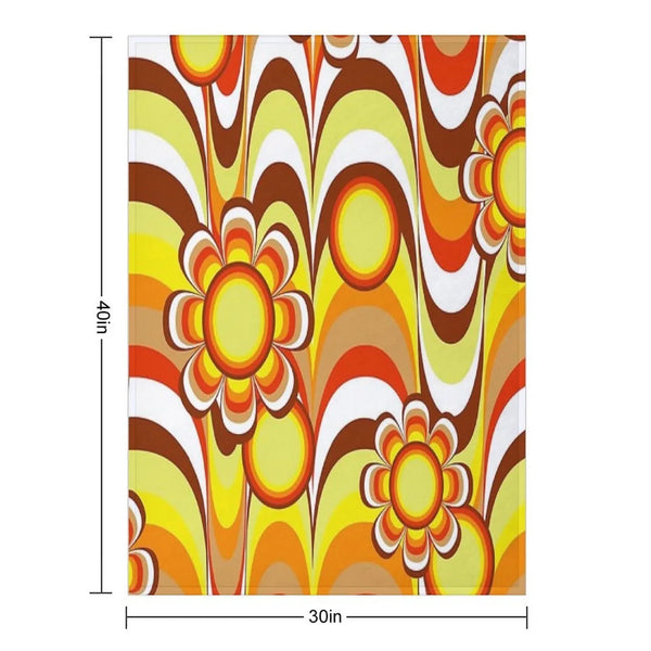 Groovy 60s Psychedelic Flower Throw Blanket