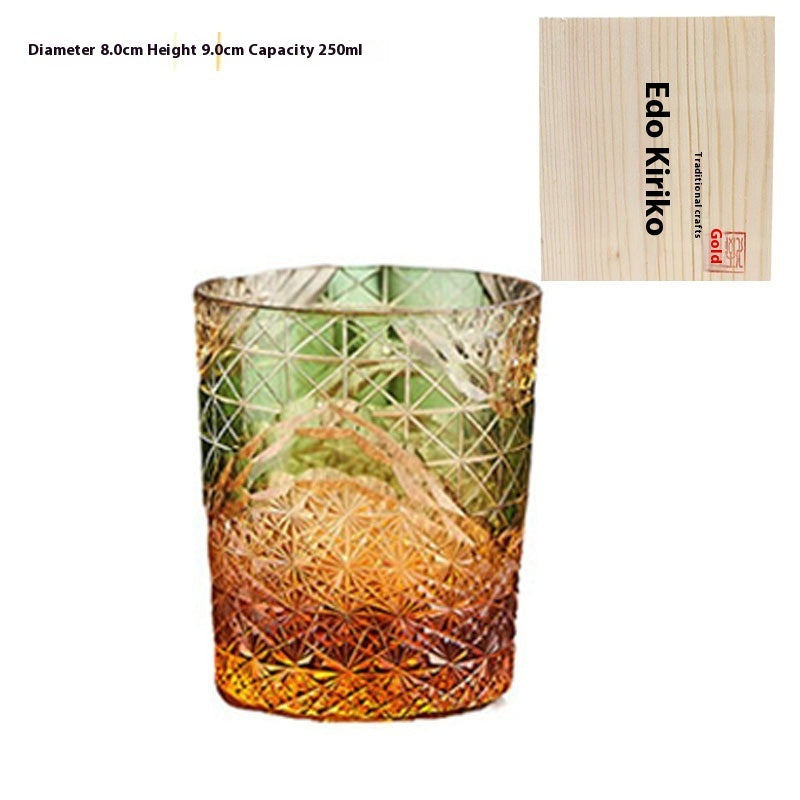 Edo Kiriko Japanese Handmade Cut Glass Cup – Single or Set of 4