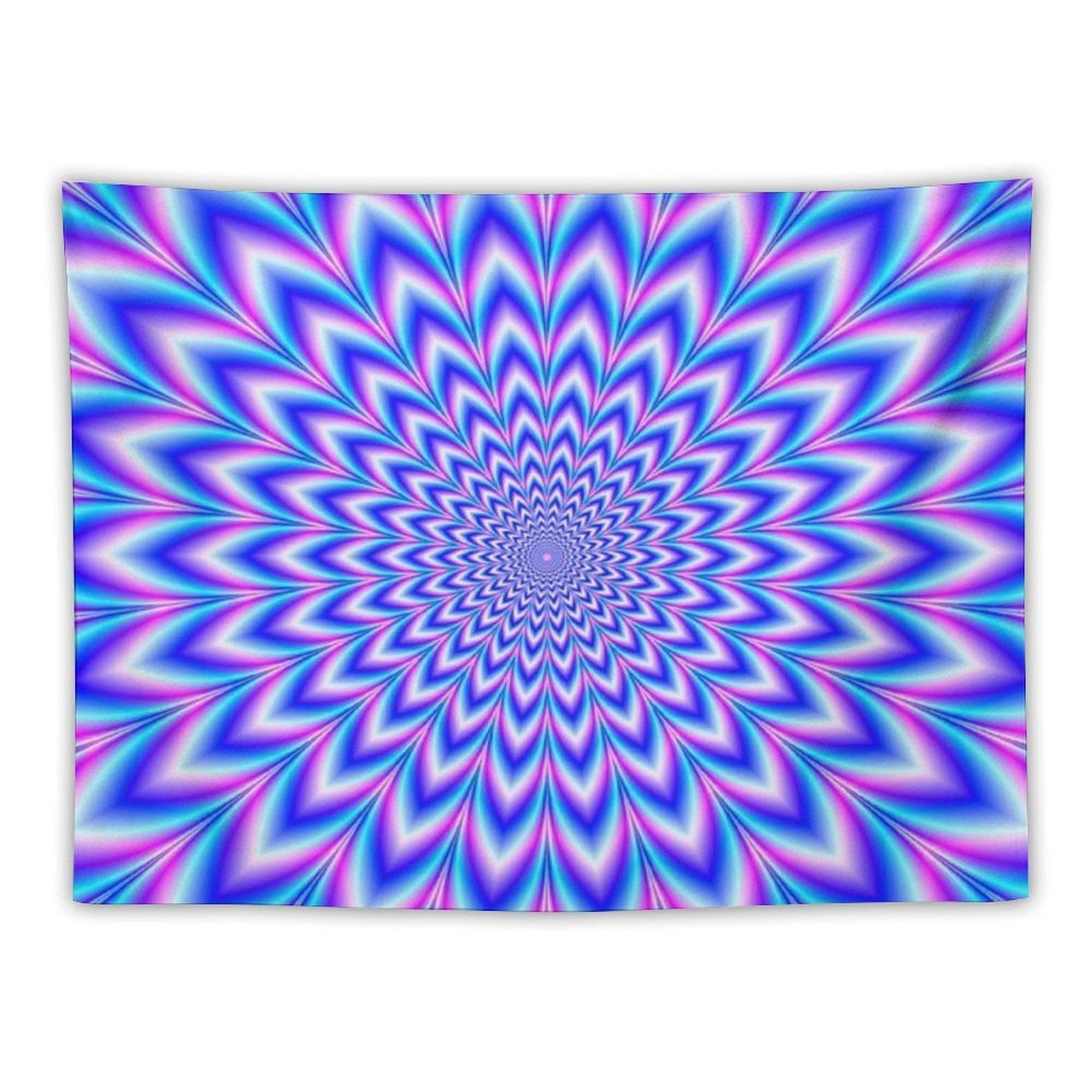 Psychedelic Pulse in Blue And Pink Tapestry