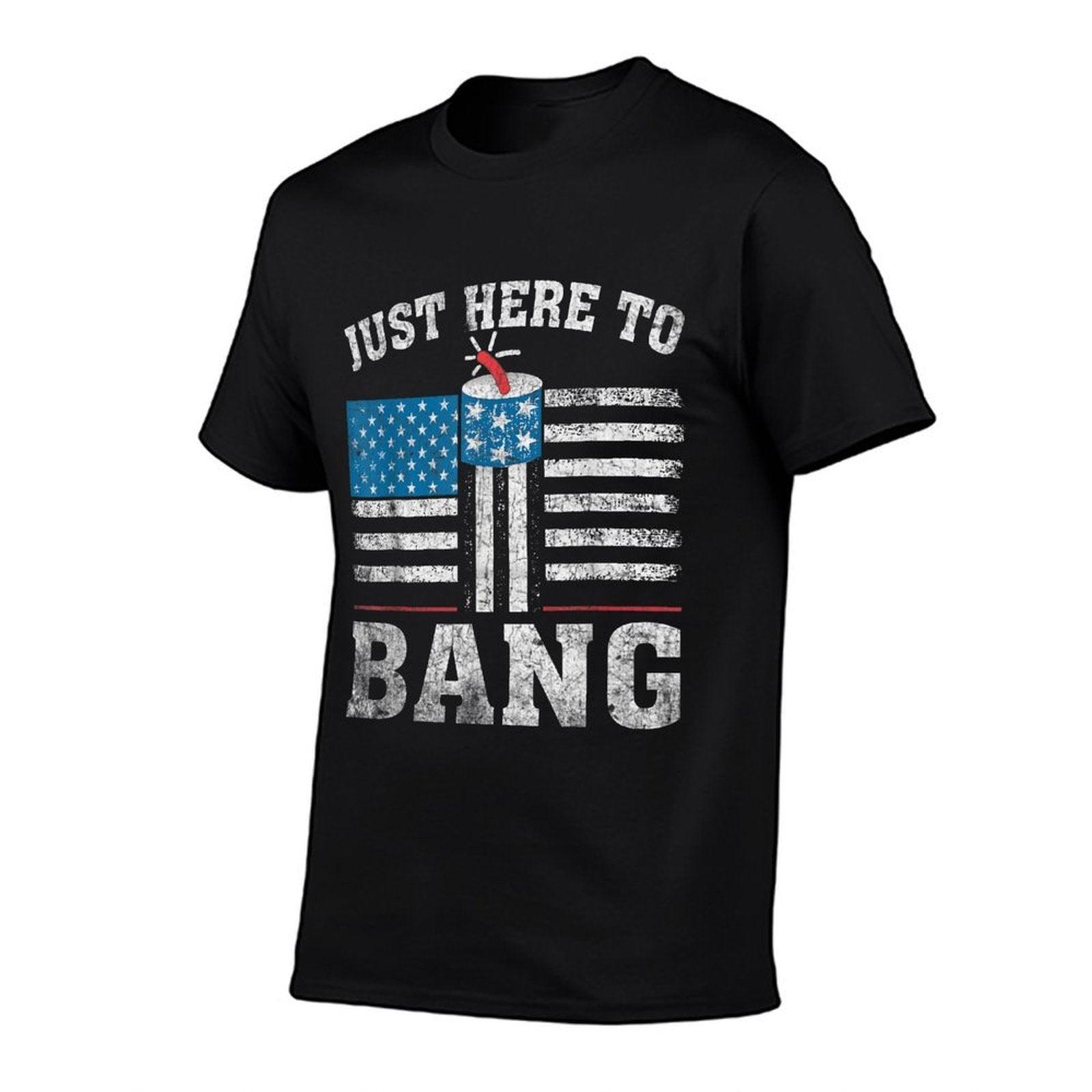 Retro Just Here To Bang 4th OF July American Red  Summer-ready Fabric T-Shirt