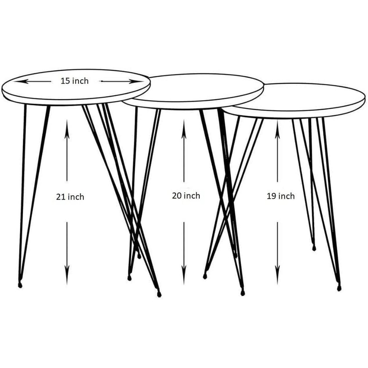 Grey Marble Nesting Tables Set Of 3 Modern Round End Tables