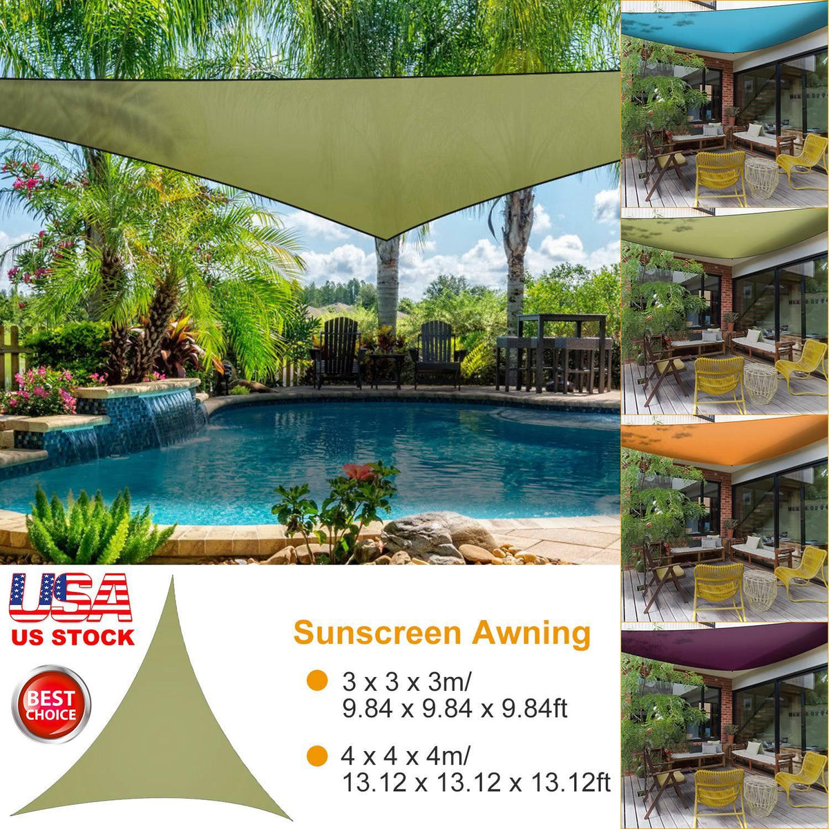 Shade Sail Patio Cover Shade Canopy Camping Sail Awning Sail Sunscreen Shelter Triangle Cover For Kindergarten Playground Outdoor