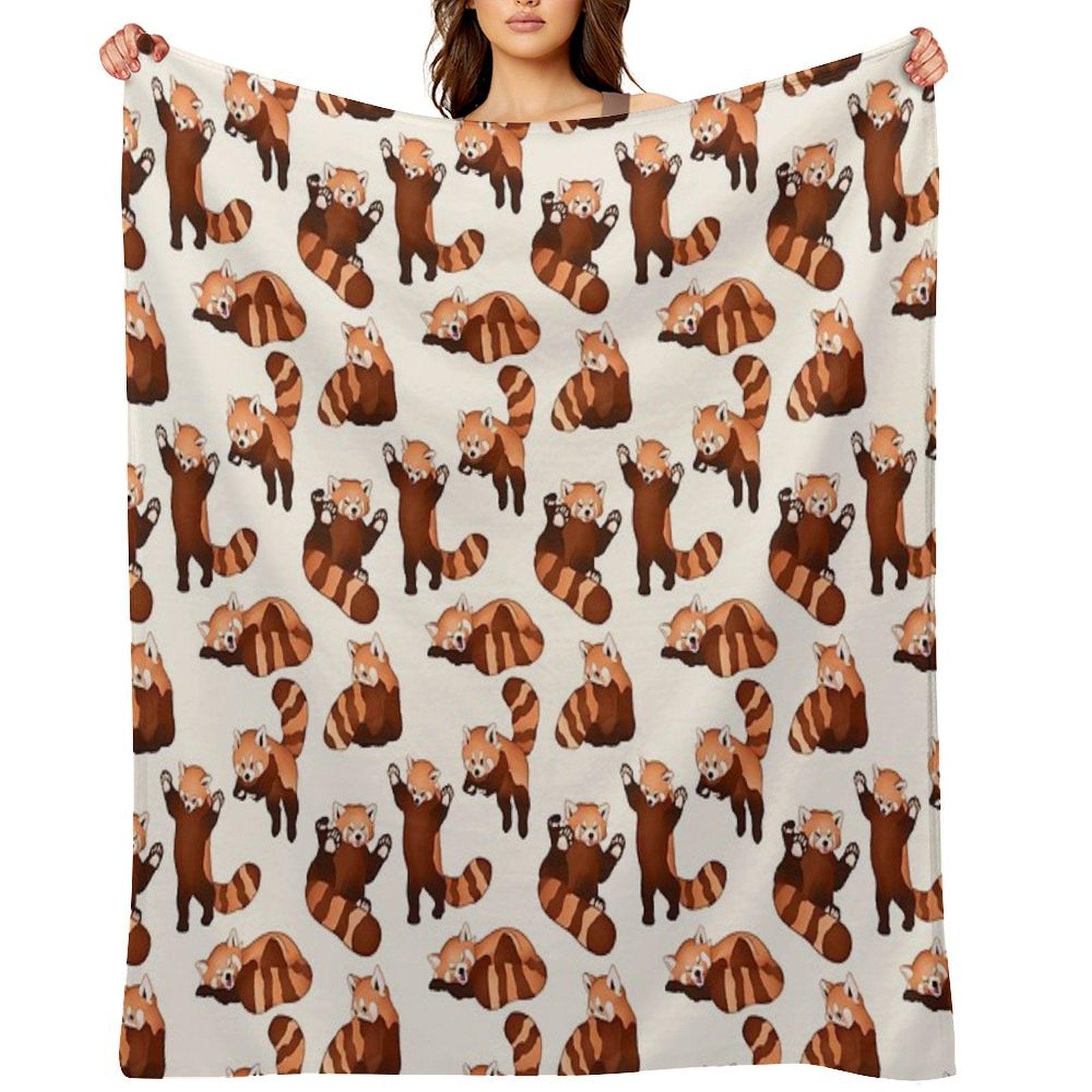 Red Panda Pattern Throw Blanket