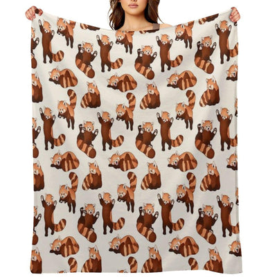 Red Panda Pattern Throw Blanket