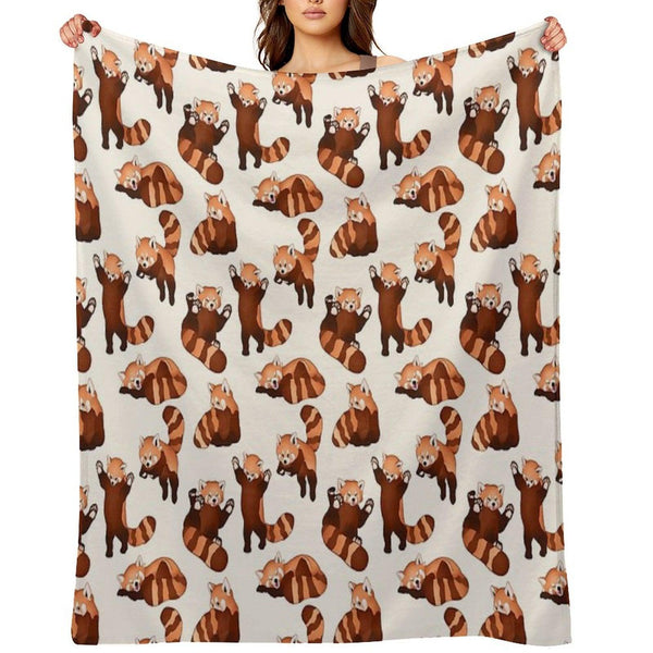 Red Panda Pattern Throw Blanket