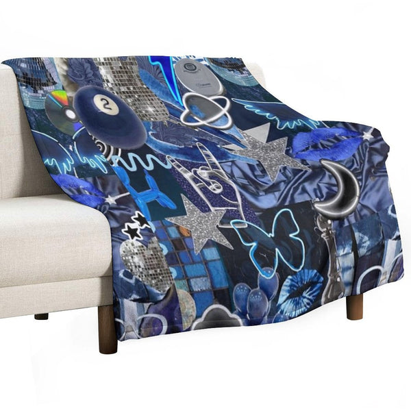 Blue Collage Durable Throw Blanket