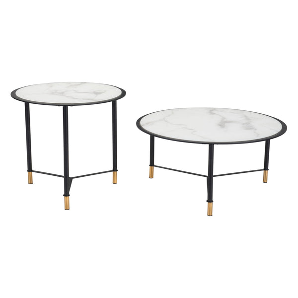 Davis Coffee Table Set (2-Piece) White & Black