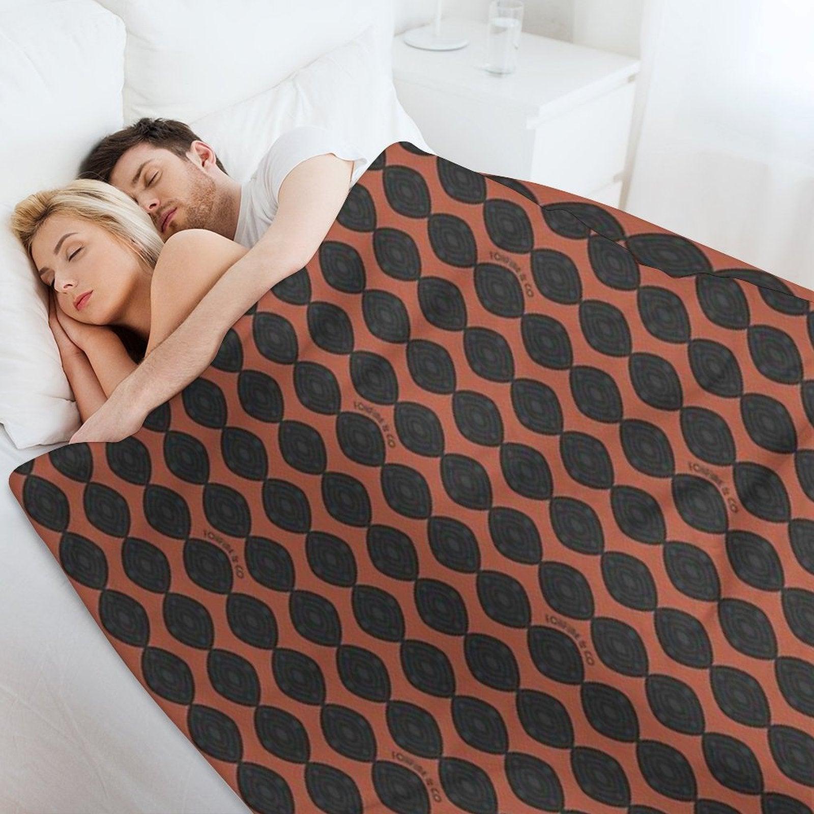 Atomic Blooms - Clay And Charcoal Throw Blanket