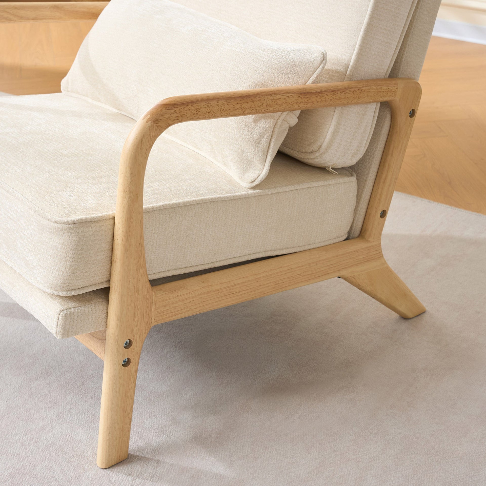 Beige Mid‑Century Accent Chair