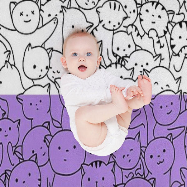 Nonbinary Enby Cat Pride Flag Plush Throw Blanket