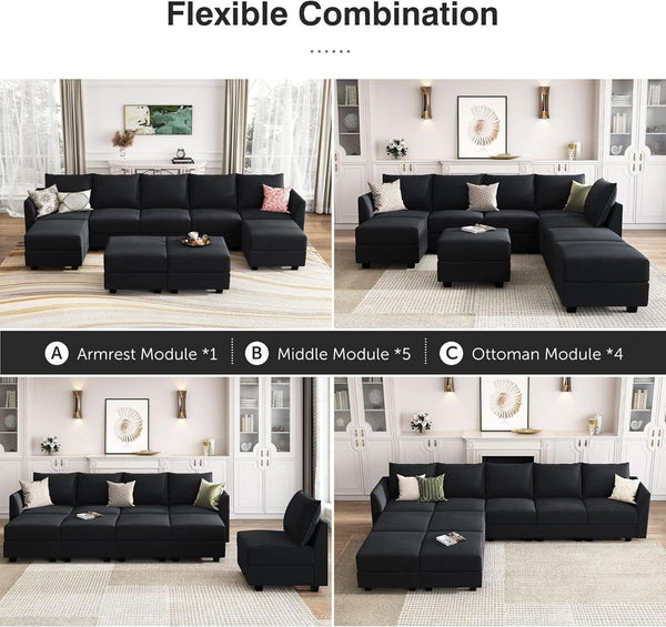 Premium Velvet Black Multifunctional Storage Ottoman