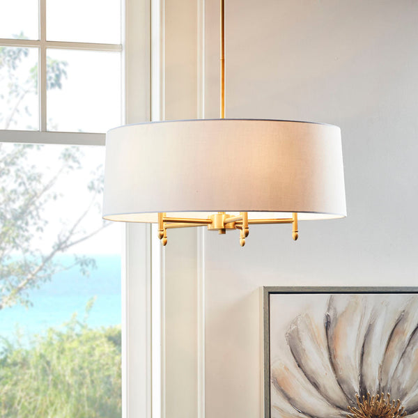 5-Light White Drum Shade Chandelier BLAKHOM