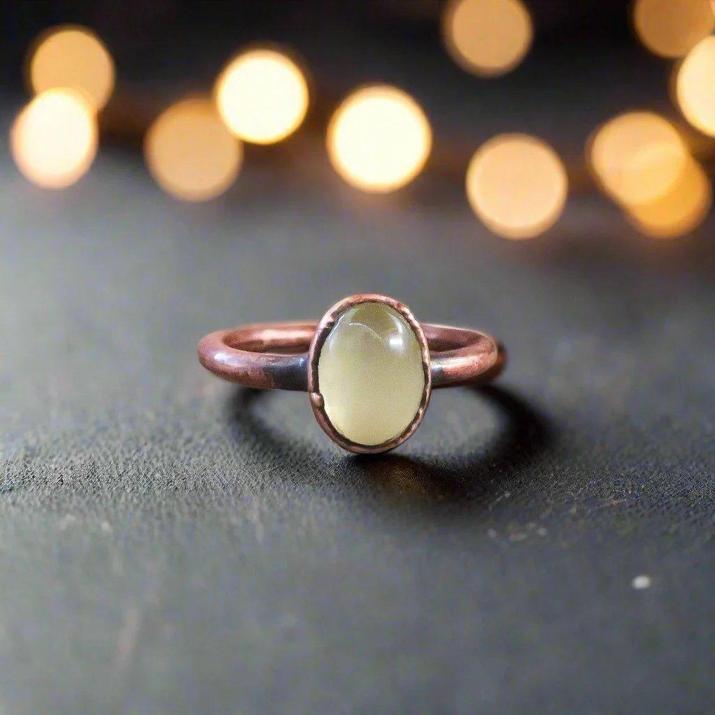 Copper Prehnite Ring Embracing Inner Peace | By Blackbird & Sage