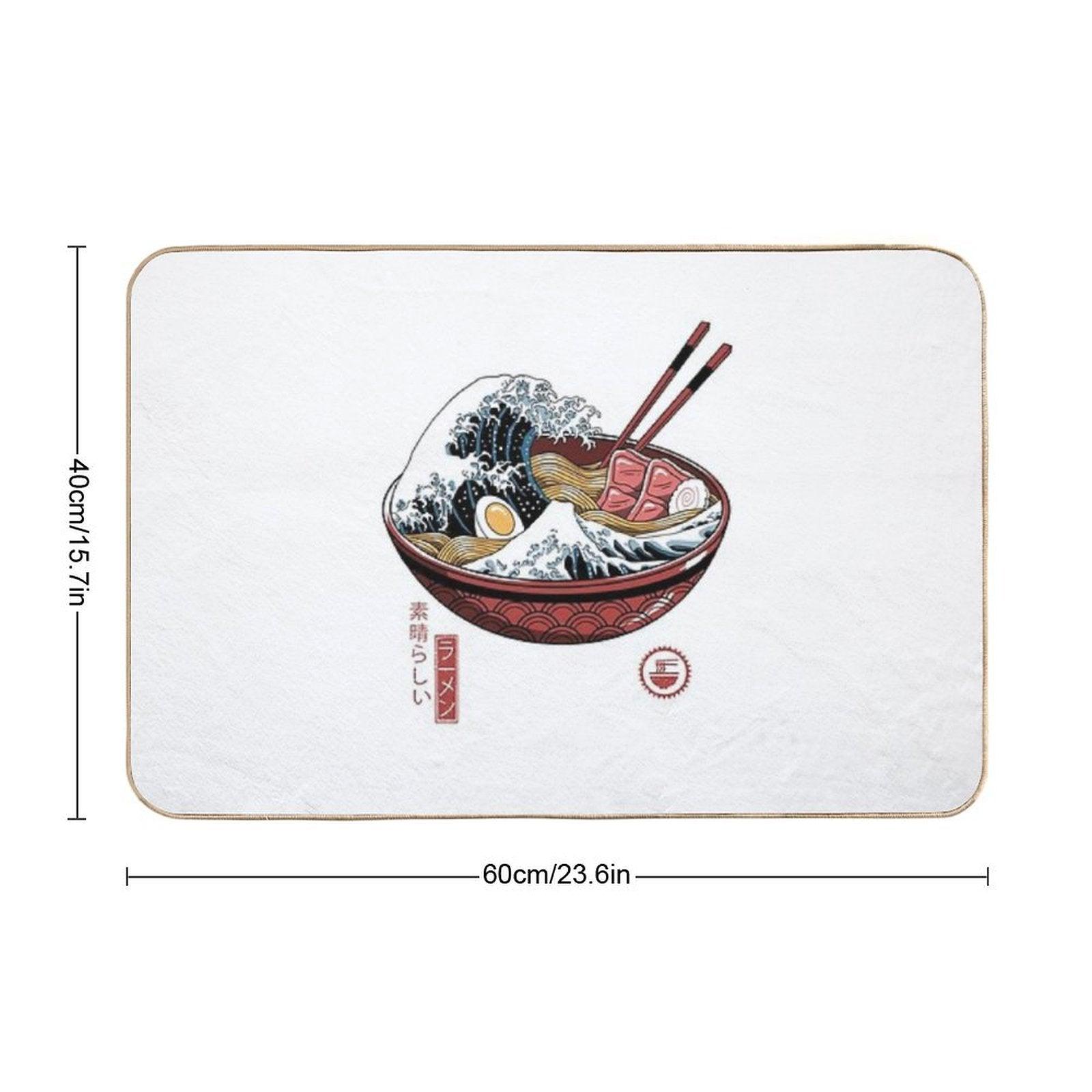Great Ramen Wave White Bath Mat