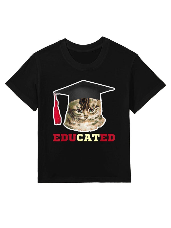 Educated Cat in Graduation Cap Funny Grad Gift Kids T-Shirt