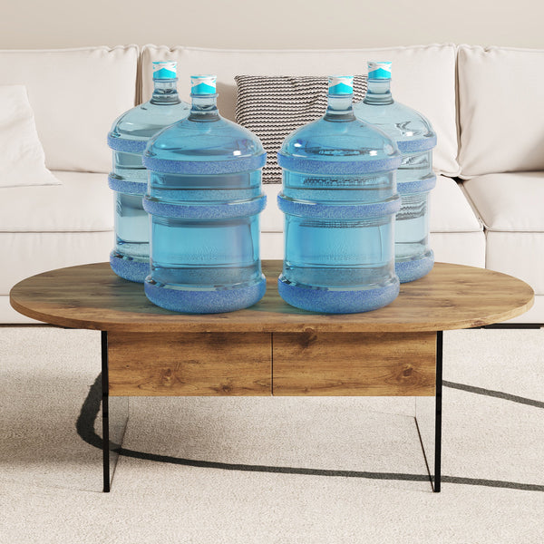 Elegant Coffee Table with Double Drawers and Transparent Glass Sides in MDF and Glass