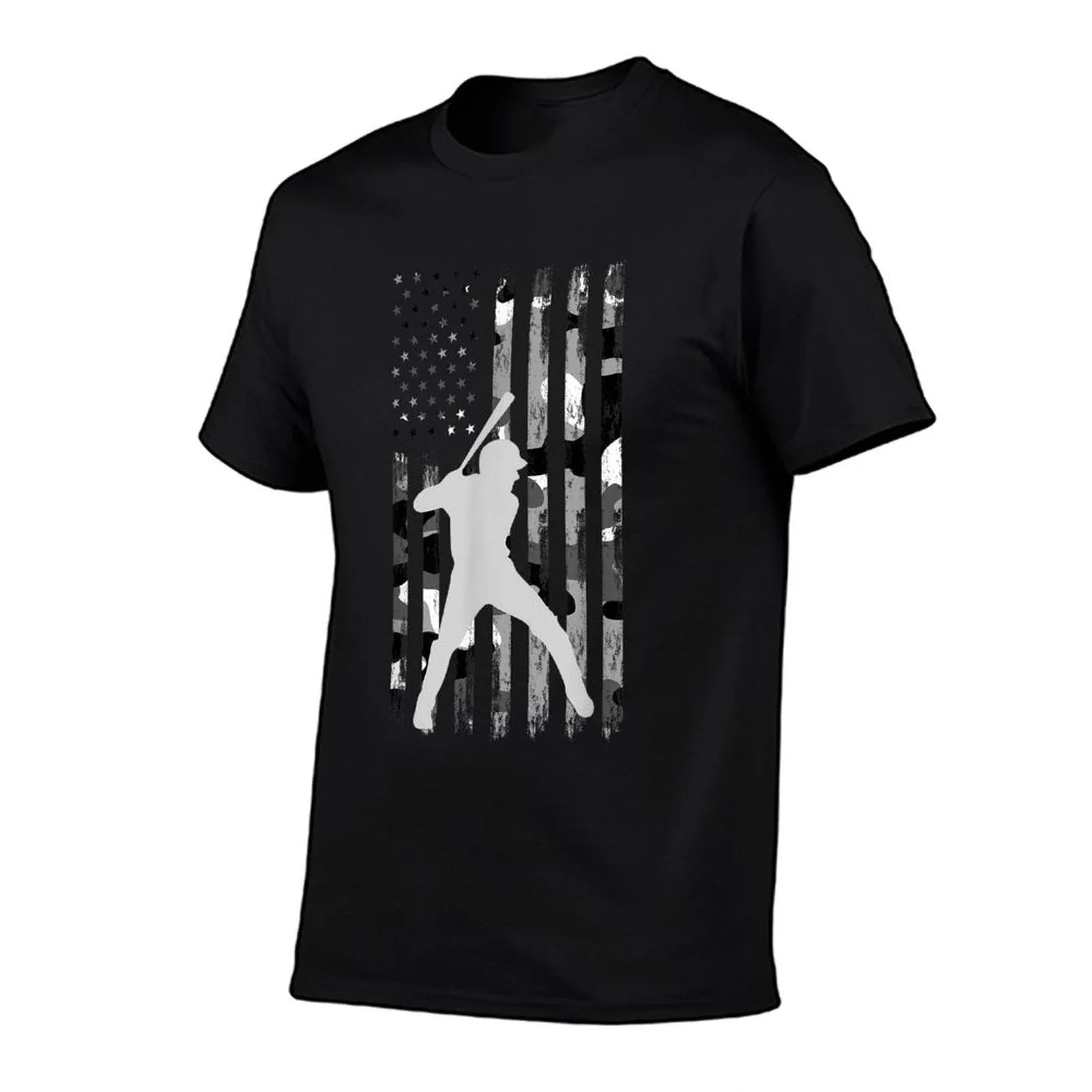 Baseball Player American Flag USA Camo Patriotic Graphic T-Shirt