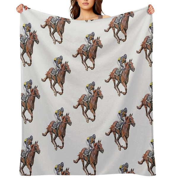 Horse Racing Travel-friendly Throw Blanket