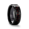 ANTONIUS Beveled Black Ceramic Ring with Black & Red Carbon Fiber - 4mm - 10mm - 4mm / 2.50