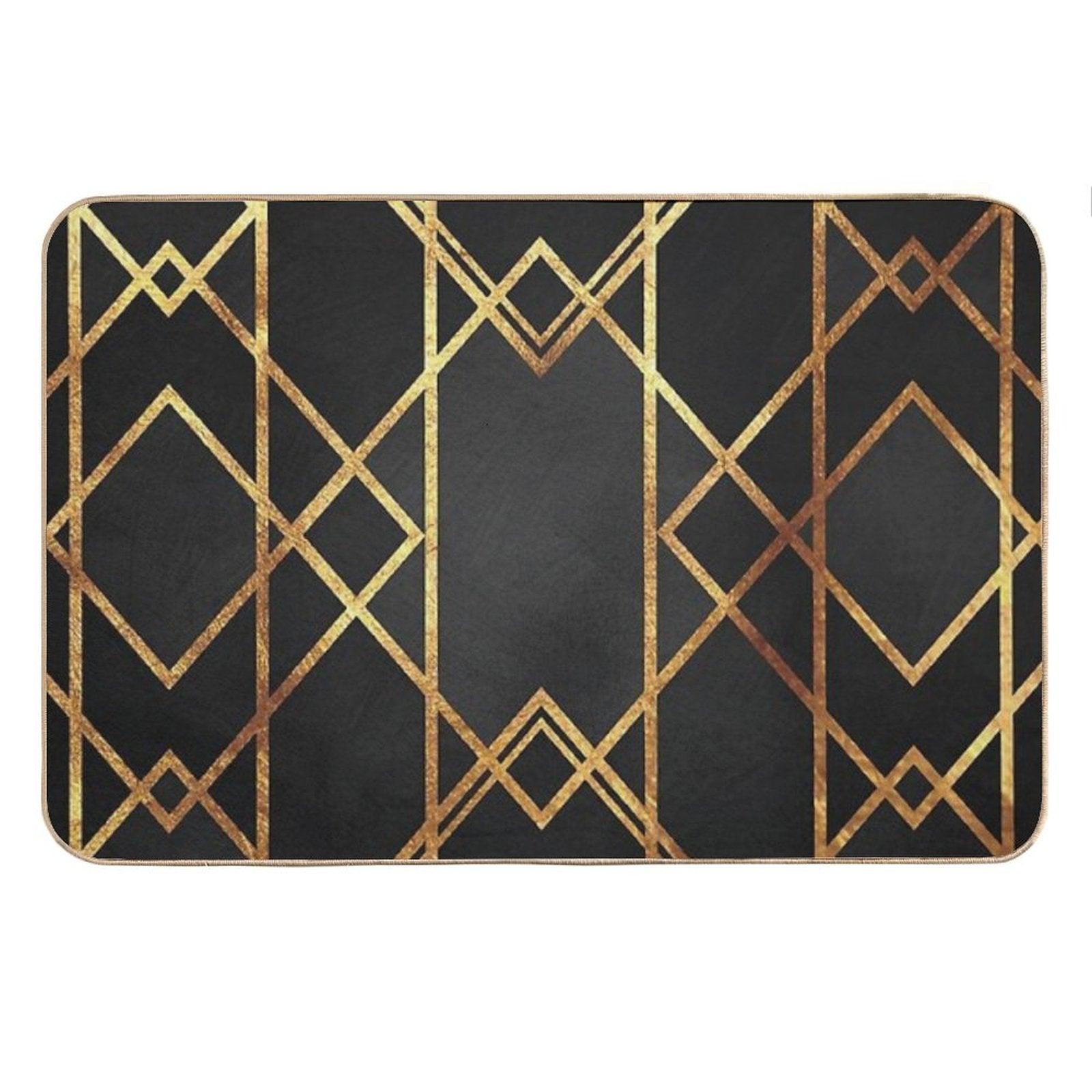 Black Gold Geometric Bath Mat