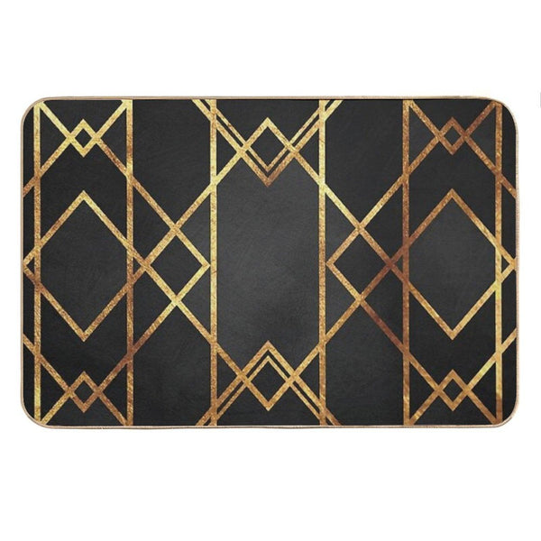 Black Gold Geometric Bath Mat