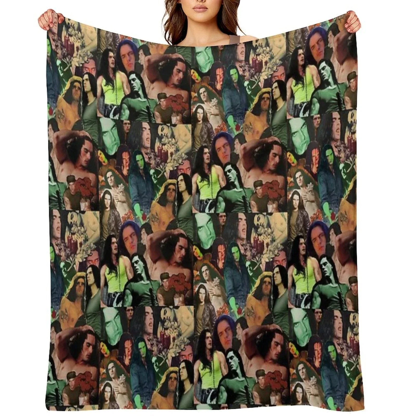 Type O Negative Peter Steele Dark Goth Collage Edit II Throw Blanket