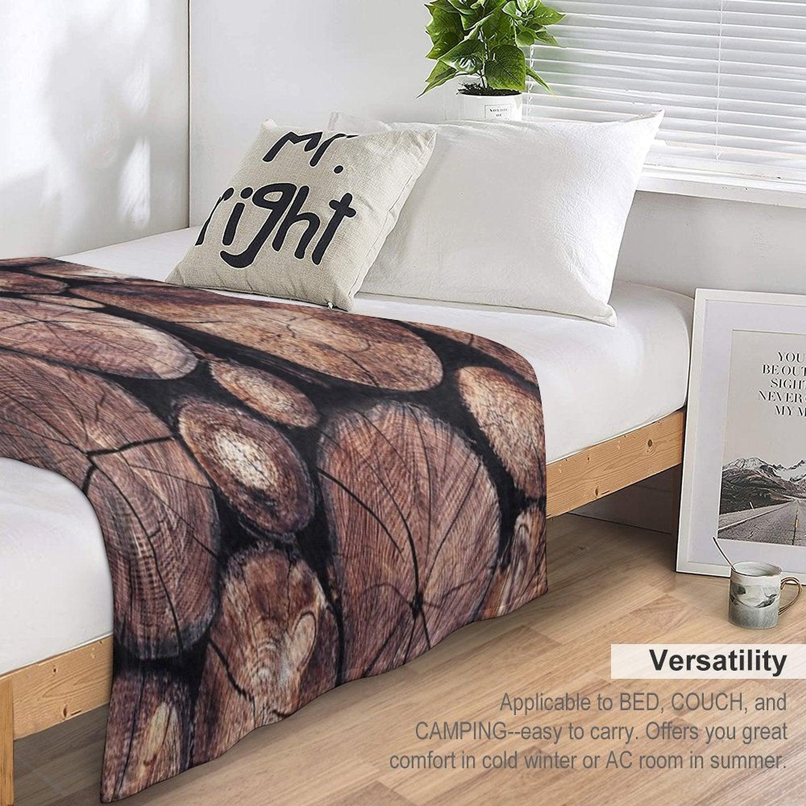 The Wood Holds Many Spirits  Vintage Moody Spiritual Forest Texture Lodge Logs With Cascadia Cabin Tree Souls Throw Blanket