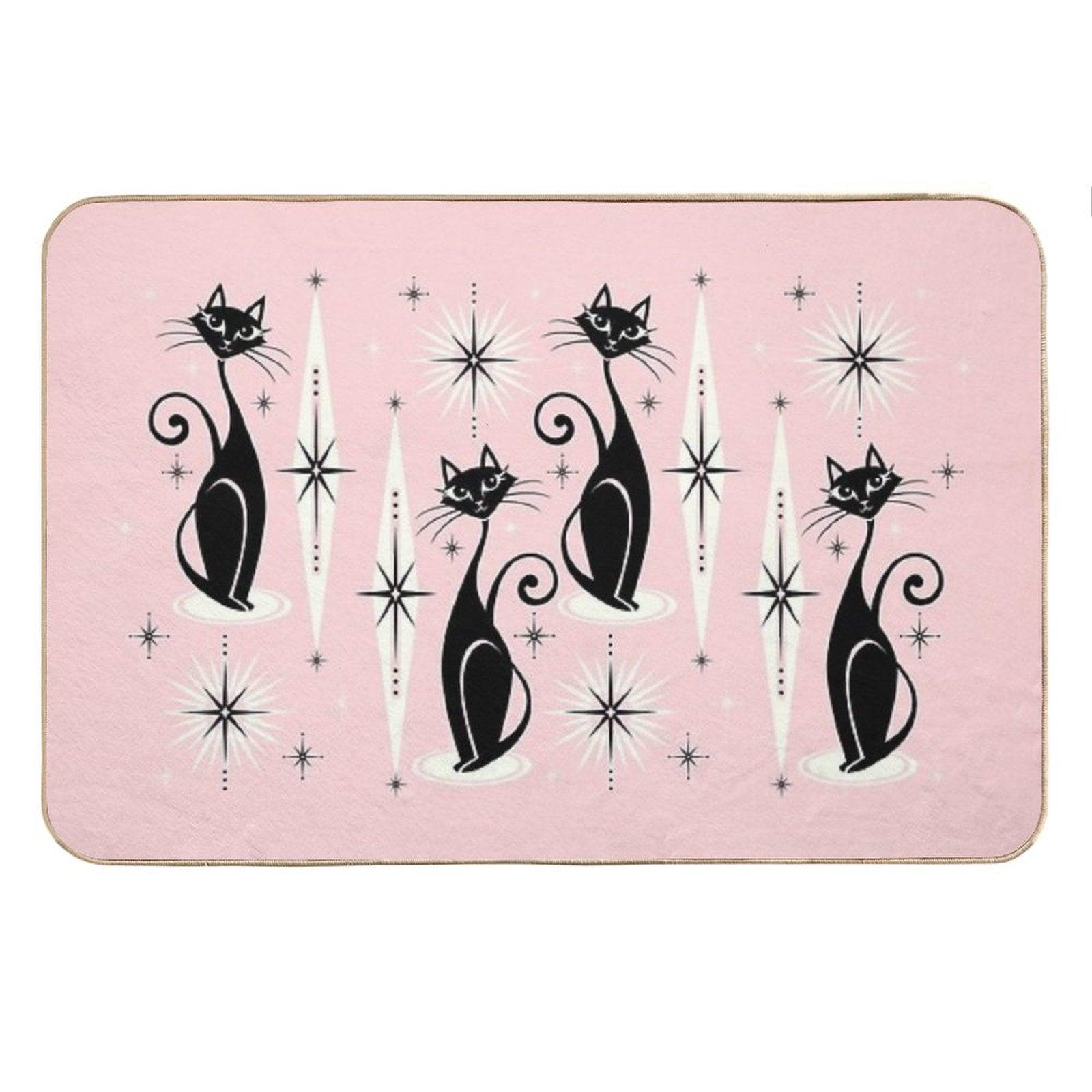 Mid Century Meow Retro Atomic Cats LG ©studioxtine Bath Mat