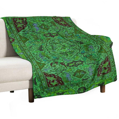Carpet Pattern in Green And Blue Multi-functional Throw Blanket