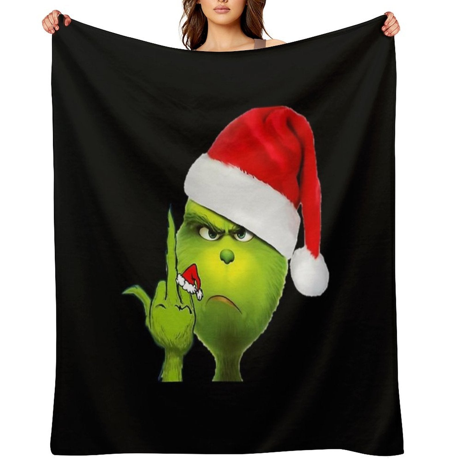 Grinch X Middle Finger Lightweight Throw Blanket