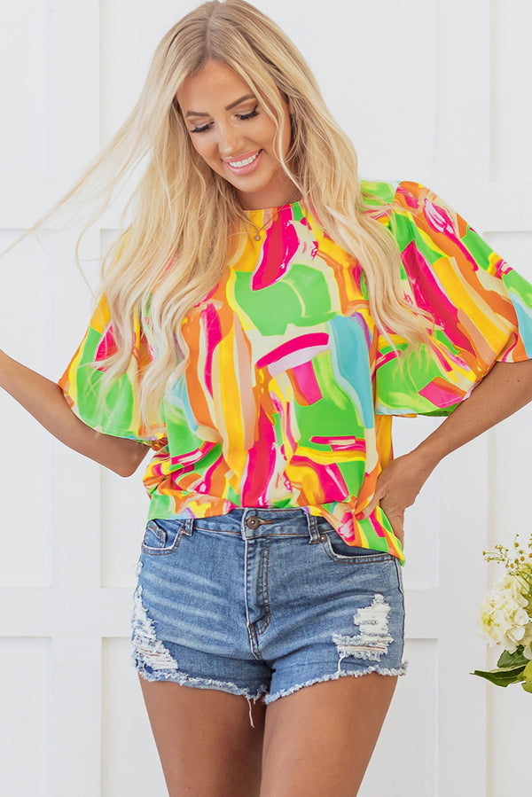 Angel Abstract Half Sleeve Blouse