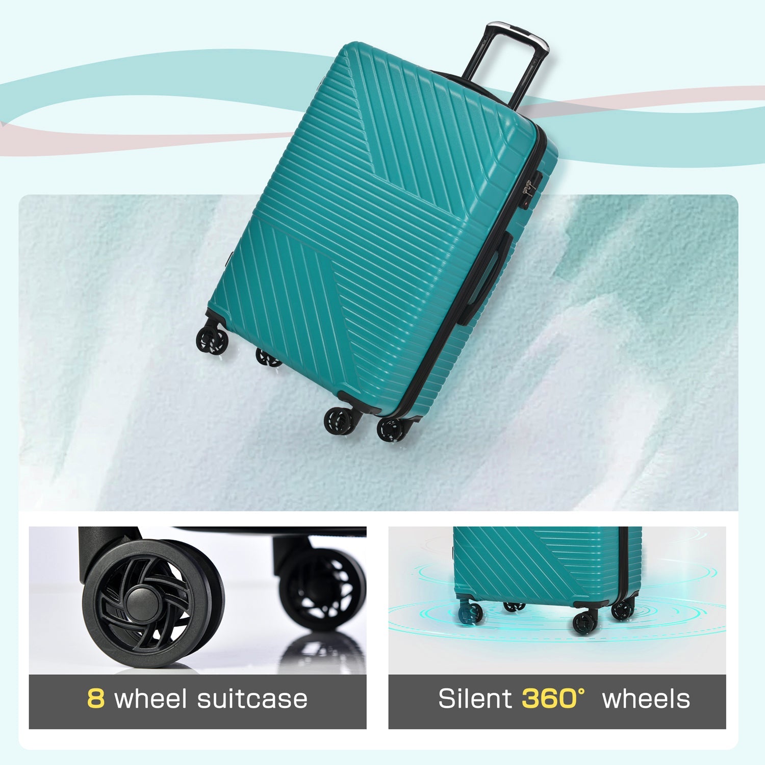 Hardshell Luggage Sets 3 Piece double spinner 8 wheels Suitcase with TSA Lock Lightweight 20''24''28''