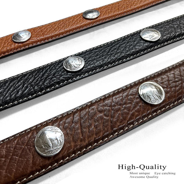 Buffalo Indian Head Coin Conchos Western Leather Ranger Belt