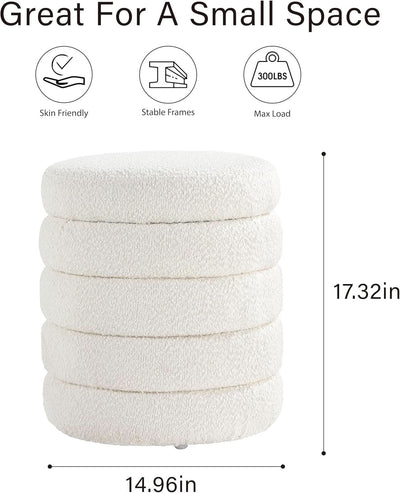 Round Ottoman With Hidden Storage And Cushioned Top