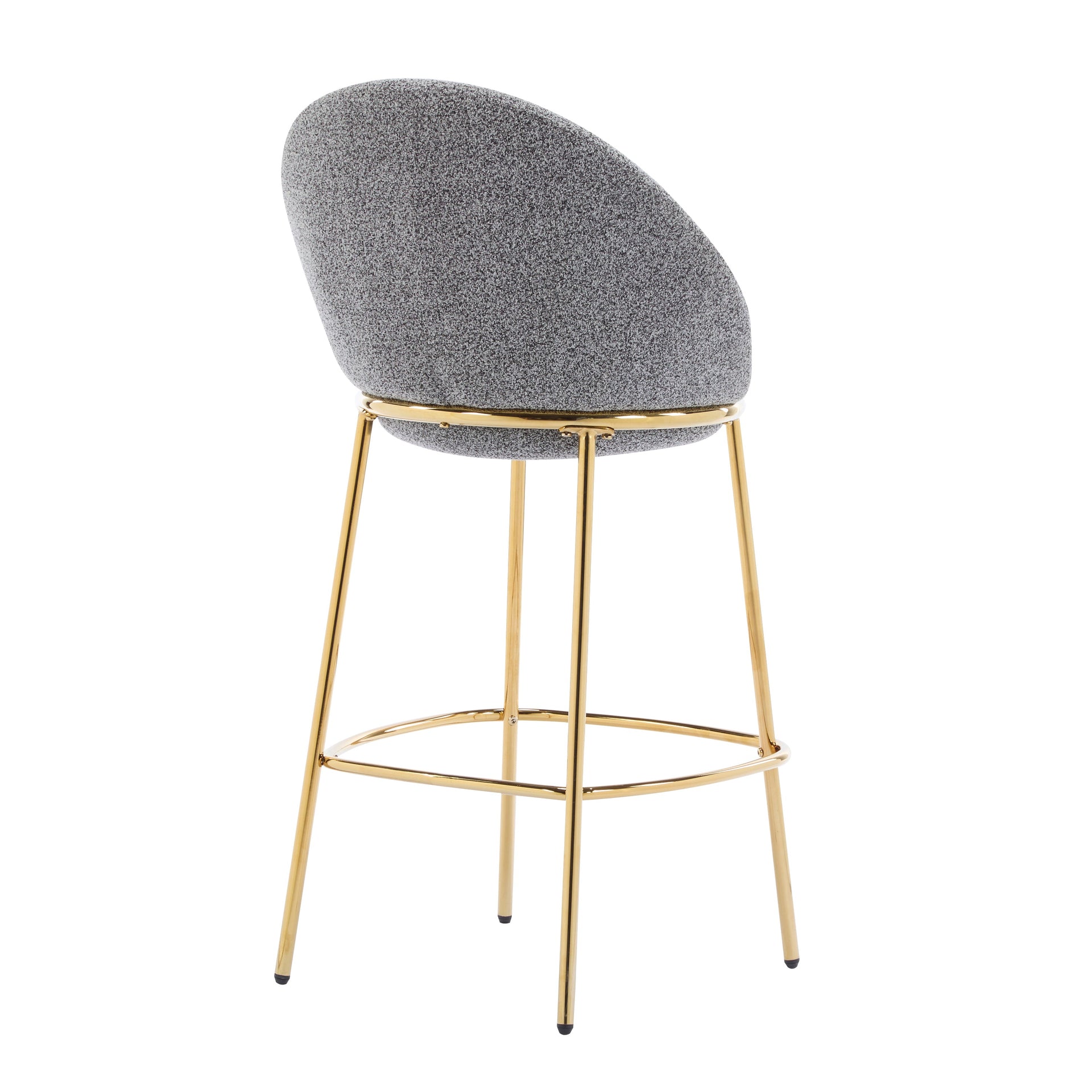 Gold & Gray Upholstered Bar Stools with Backrest – Modern Glam Counter Stools (Set of 2)